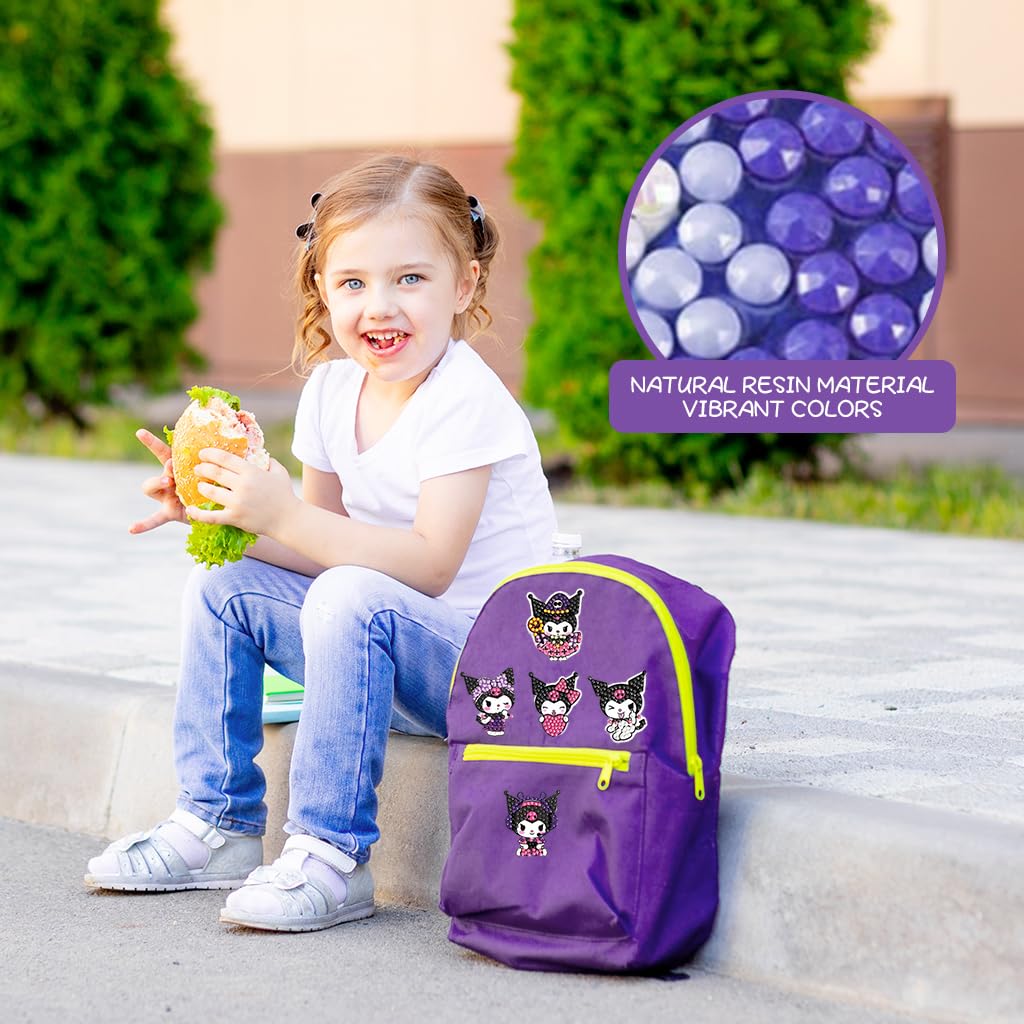 PATPAT DIY Diamond Painting Kit for Kids with 6.7 in Kuromi Art and Wooden Frame | 12 Stickers