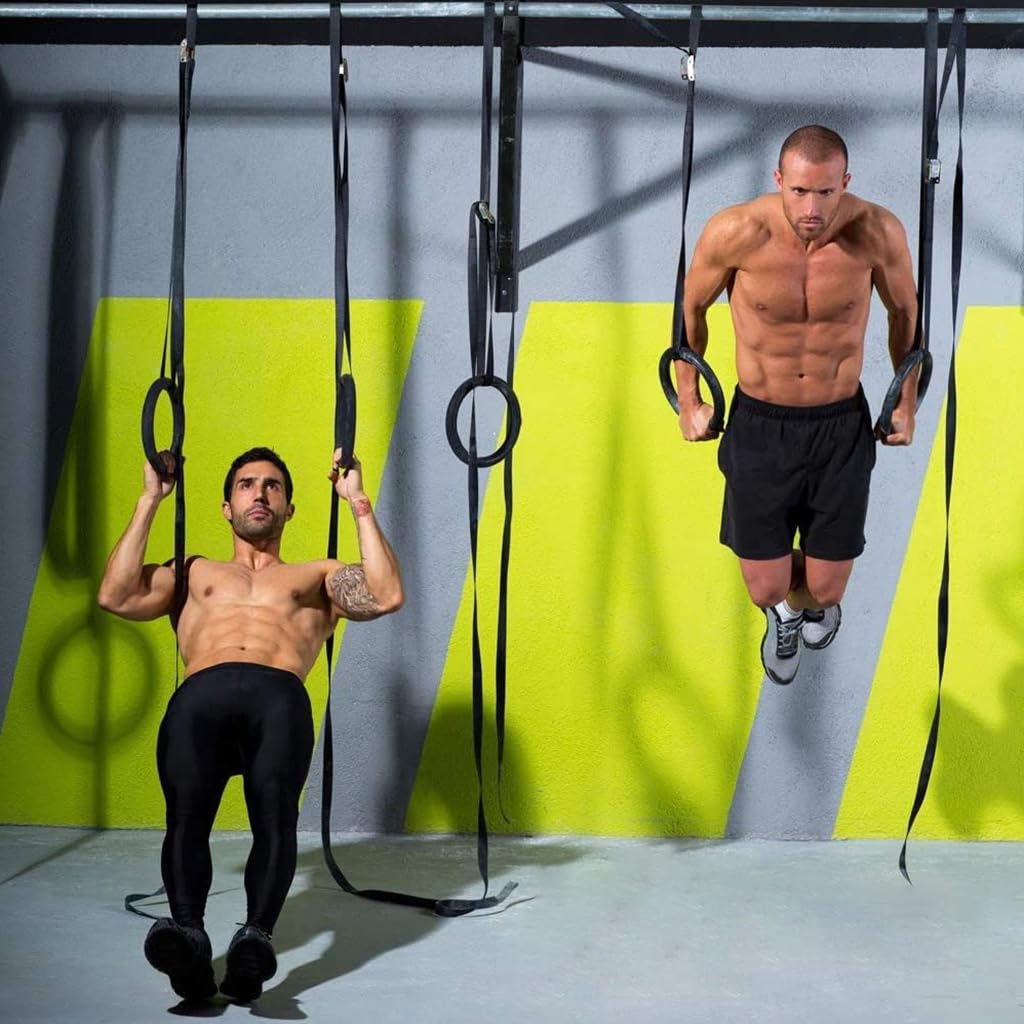 Proberos Gymnastic Rings for Adults with 14.76ft Adjustable Straps and Zinc Alloy Buckles | 1100lbs Capacity