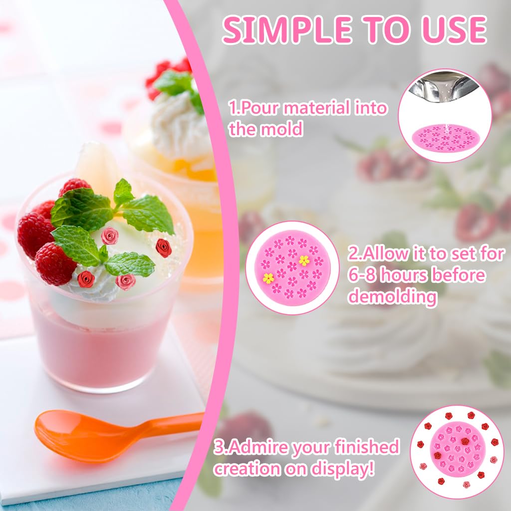 ZIBUYU Silicone Flower Molds for Cakes and Dessert Decorations | Reusable Baking Tools