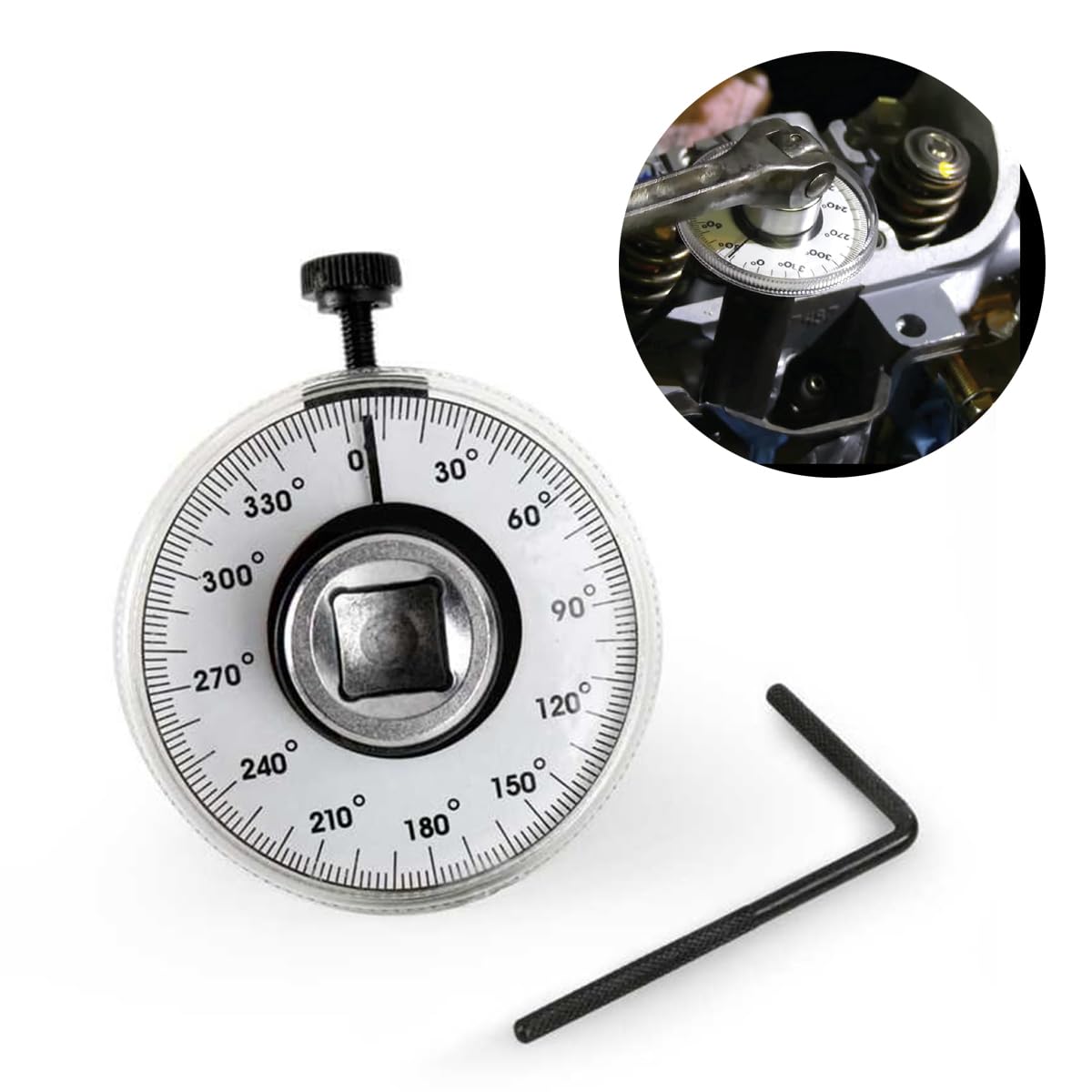 Serplex® Torque Angle Gauge Tool Manual Automotive Angle Torque Gauge with Wrench Tool 360-degree Dial Angle Gauge Precise Fastening Angle Torque Gauge