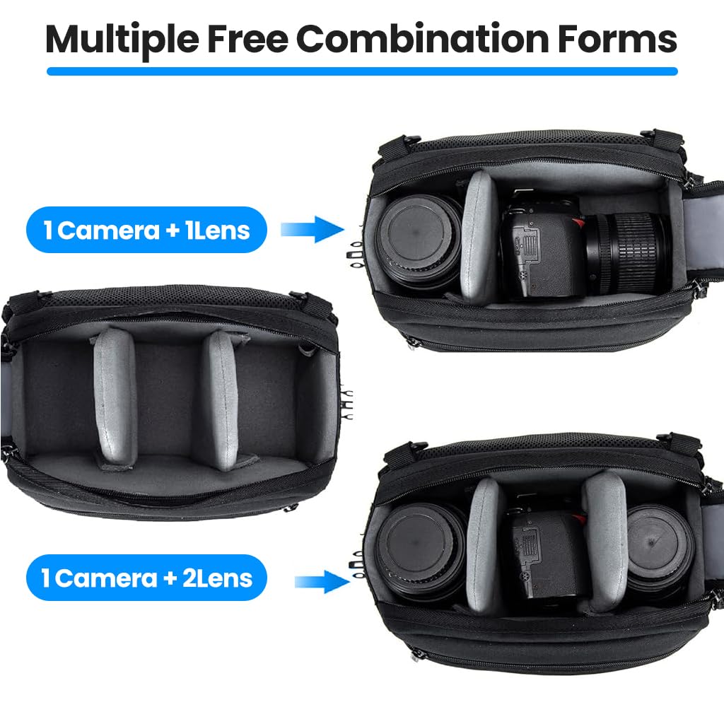 ZORBES Camera Bag for DSLR and Mirrorless with Waist Shoulder Carry Options | Waterproof Nylon Design