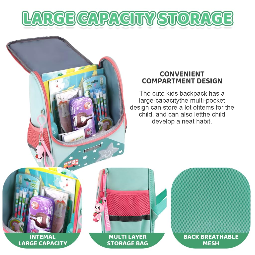 Zibuyu Kids School Bag for Girls featuring 25x14x30cm Size with Padded Straps and Waterproof Nylon | Cute Rabbit Backpack for Preschool