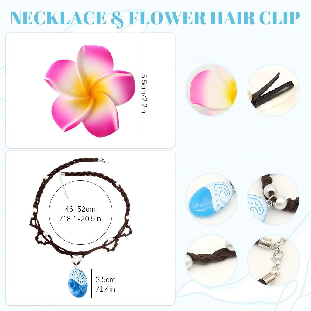 Zibuyu Moana Princess Necklace Set for Girls featuring 4 pcs jewelry & flower clip