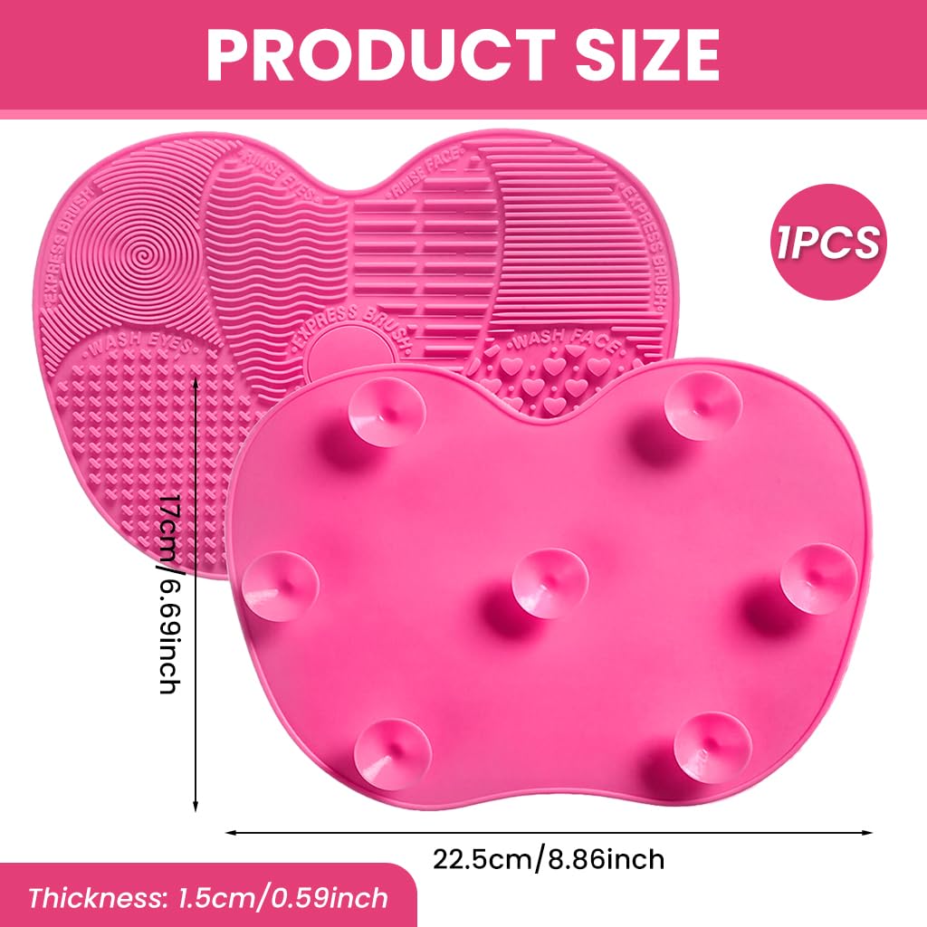 ZIBUYU Silicone Makeup Brush Cleaning Pad for Deep-Cleaning 22.5×17×1.5 cm Brushes | Multi-Texture Cruelty-Free Crimson