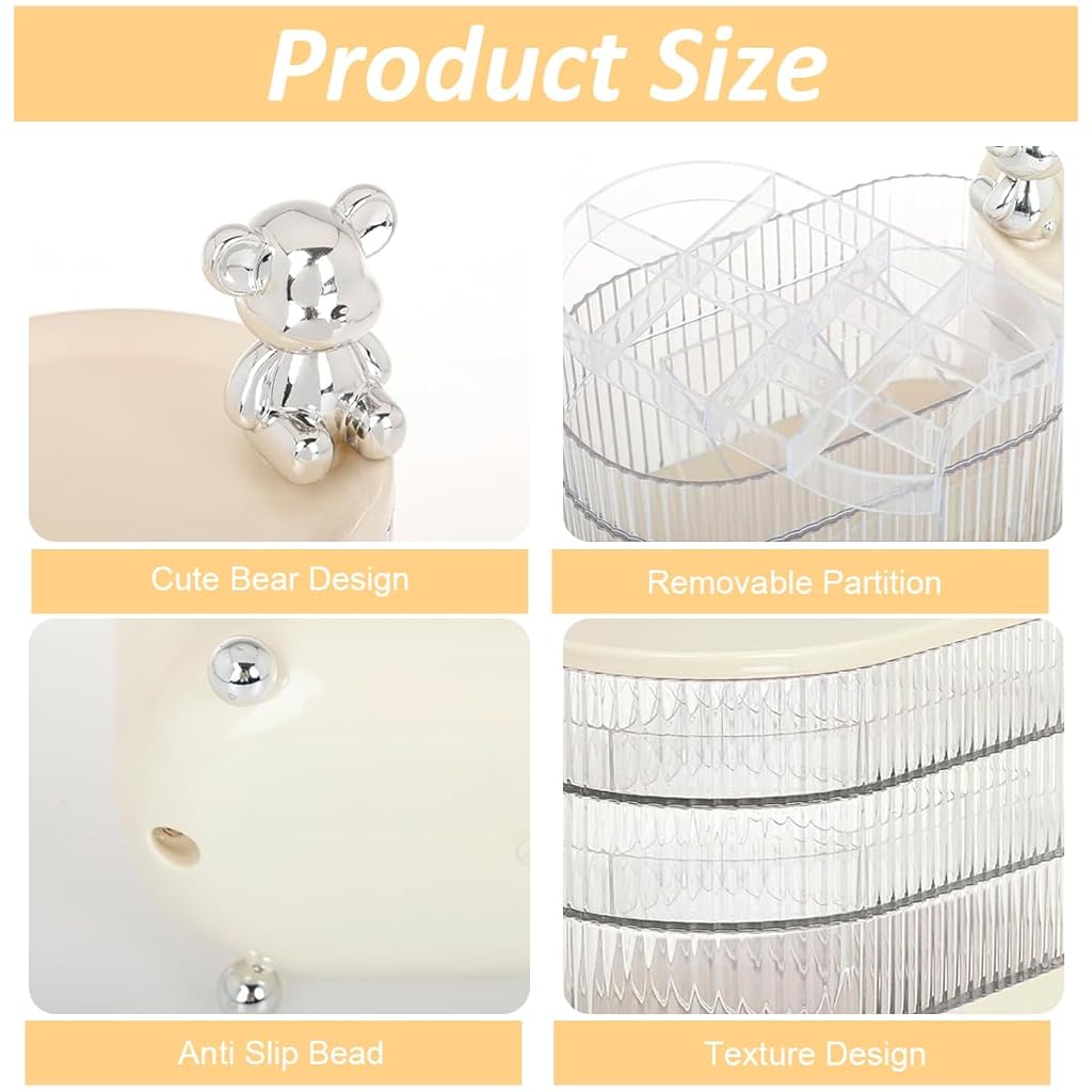 HASTHIP® Jewellery Organisers 4-Tiers Jewelry Box Rotatable Hair Accessories Organizer Stand Elegant Dresser Table Acrylic Clear Storage for Hair Tie Scrunchie Earrings Bracelets Holder 2PCS