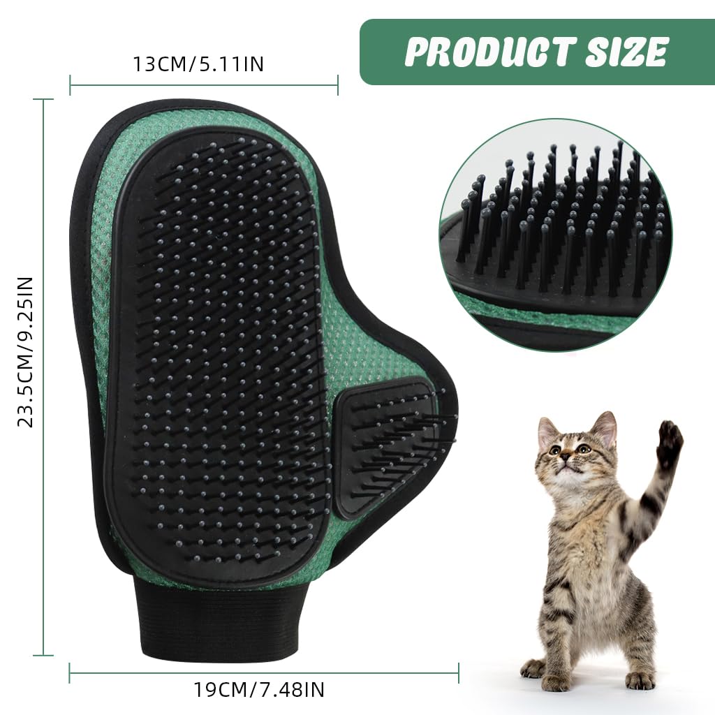 Qpets Pet Grooming Glove for Dogs & Cats with Soft Rubber Bristles and Breathable Mesh | Easy Hair Removal and Massage