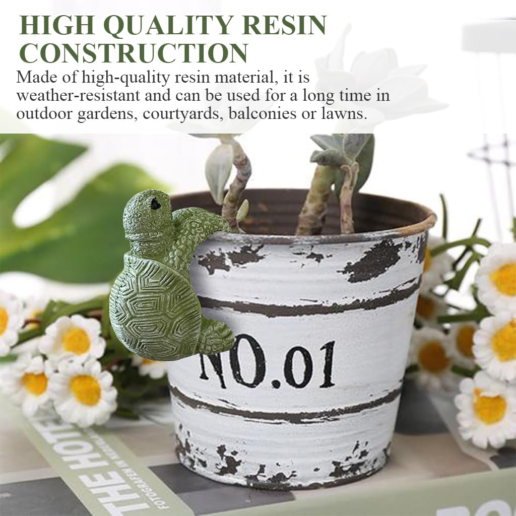 HASTHIP Resin Turtle Ornament for Planters with Hanging Climbing Design 7x5.5cm | Garden Decor