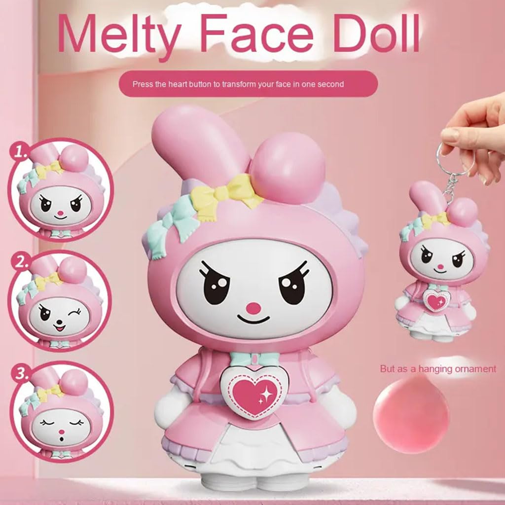 Zibuyu Kawaii Keychain Charm with Changing Face 3.8 in PVC Figure | Cute Gift for Girls