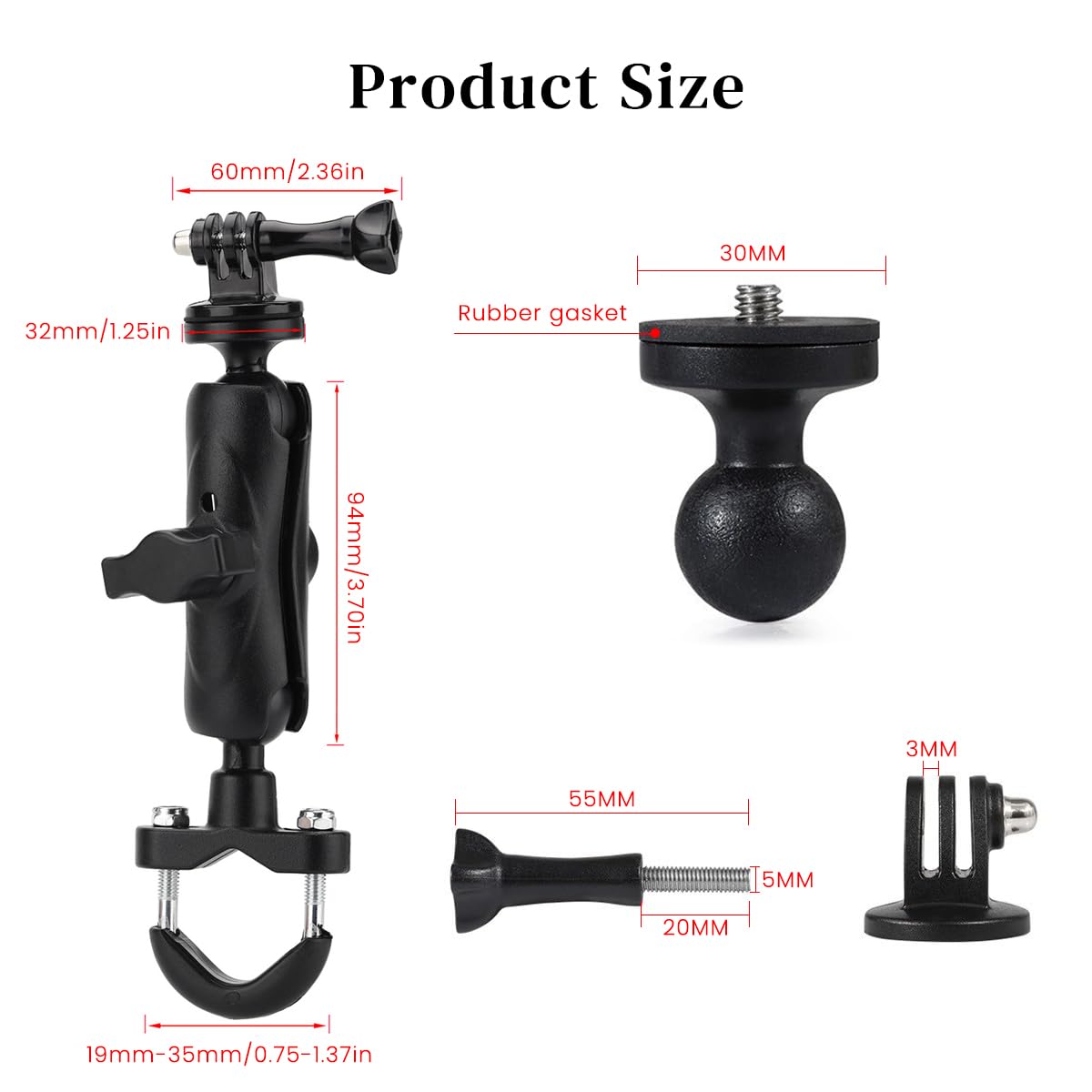 STHIRA Action Camera Bike Mount for 19–33mm Handlebars with Screw-Fixed Design | Rotatable Aluminium Holder