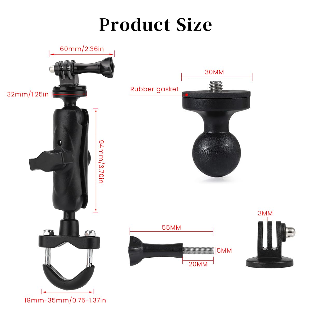 STHIRA® Bike Camera Holder, Screw Fixed, Rotatable, Durable Aluminium Alloy Action Camera Mount Universal Fit for GoPro, DV, 19-33mm Handlebars, Secure, Adjustable Viewing Angles Bicycle Accessories