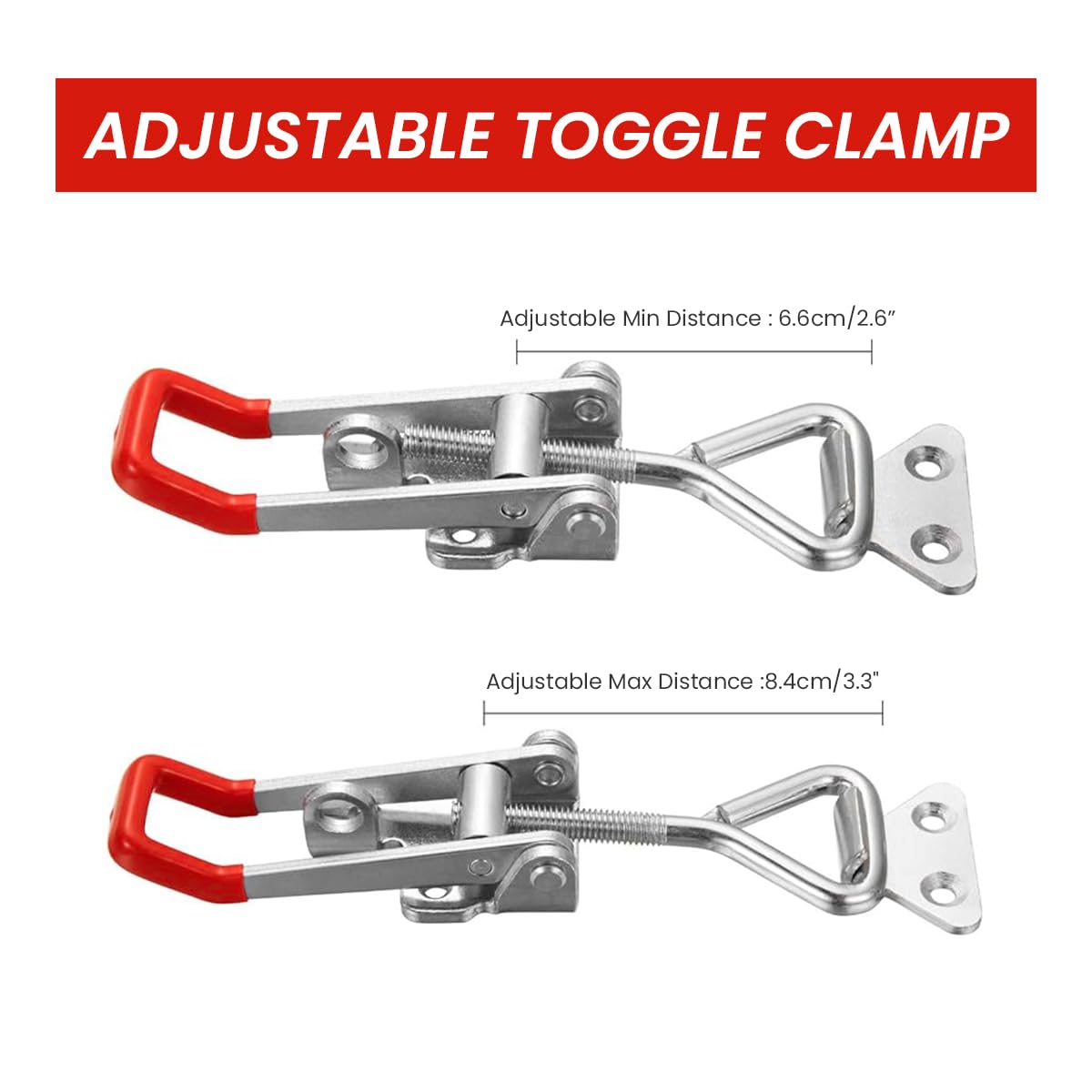 HASTHIP® 4Pcs Metal Toggle Latch Clamp 1320Lbs Heavy Duty Adjustable Toggle Latch Clamp Over-center Latches Universal DIY Modification Toggle Clamps for Automotive, DIY Applications