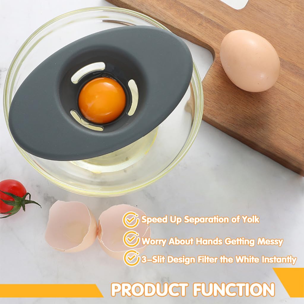 Supvox Silicone Egg Separators for Baking and Cooking with 5.4 in Bowl Fit | 2 Pack Reusable