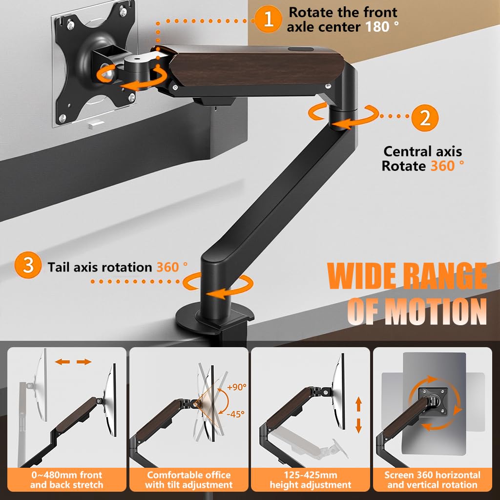 ZORBES Monitor Mount for 17–38 Inch Screens with 360 Degree Adjustable Clamp | Alloy Steel Stand