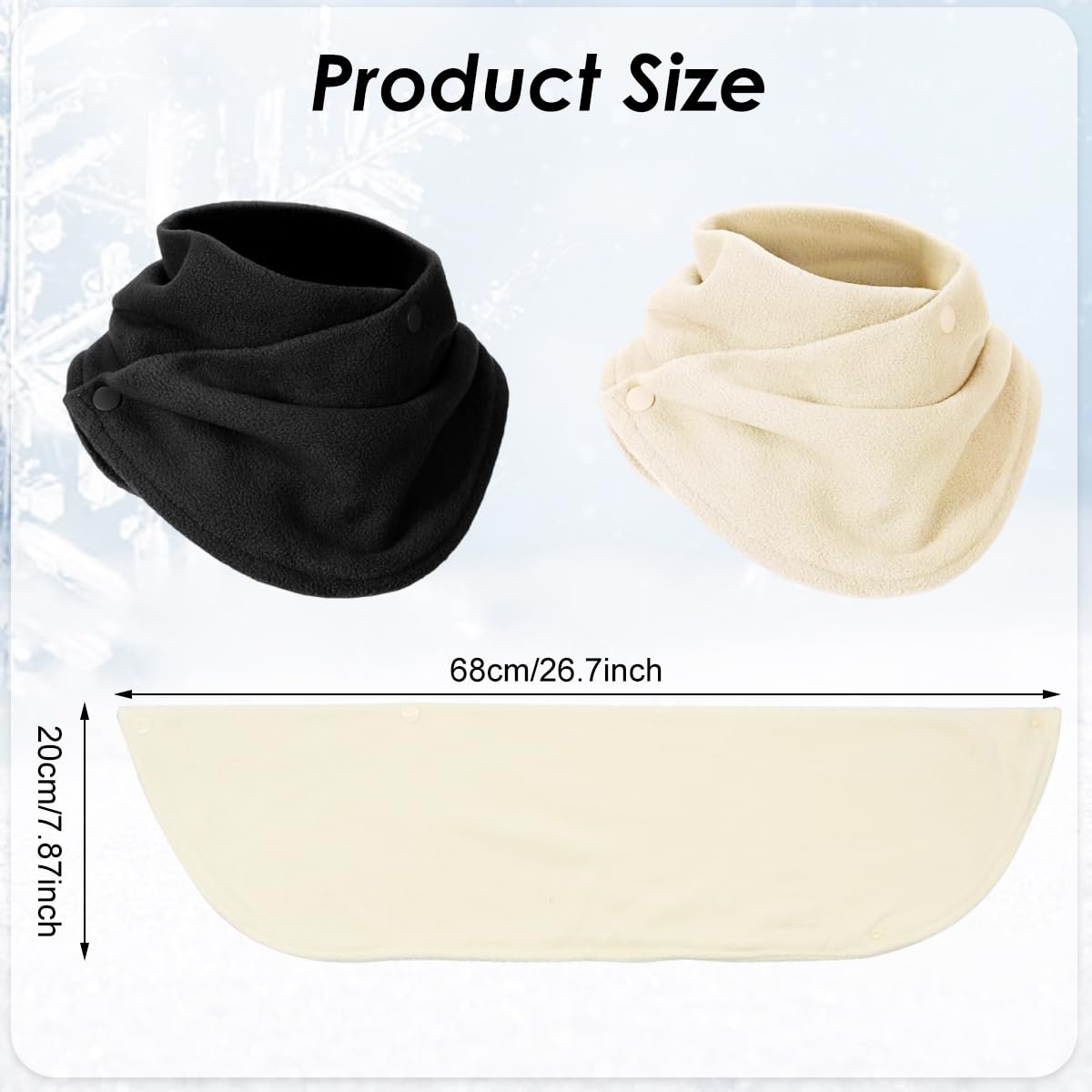 SANNIDHI Winter Scarf for Women and Men with Button Up Closure and Soft Polar Fleece | 2Pcs Thermal Neck Warmer in Black & Beige