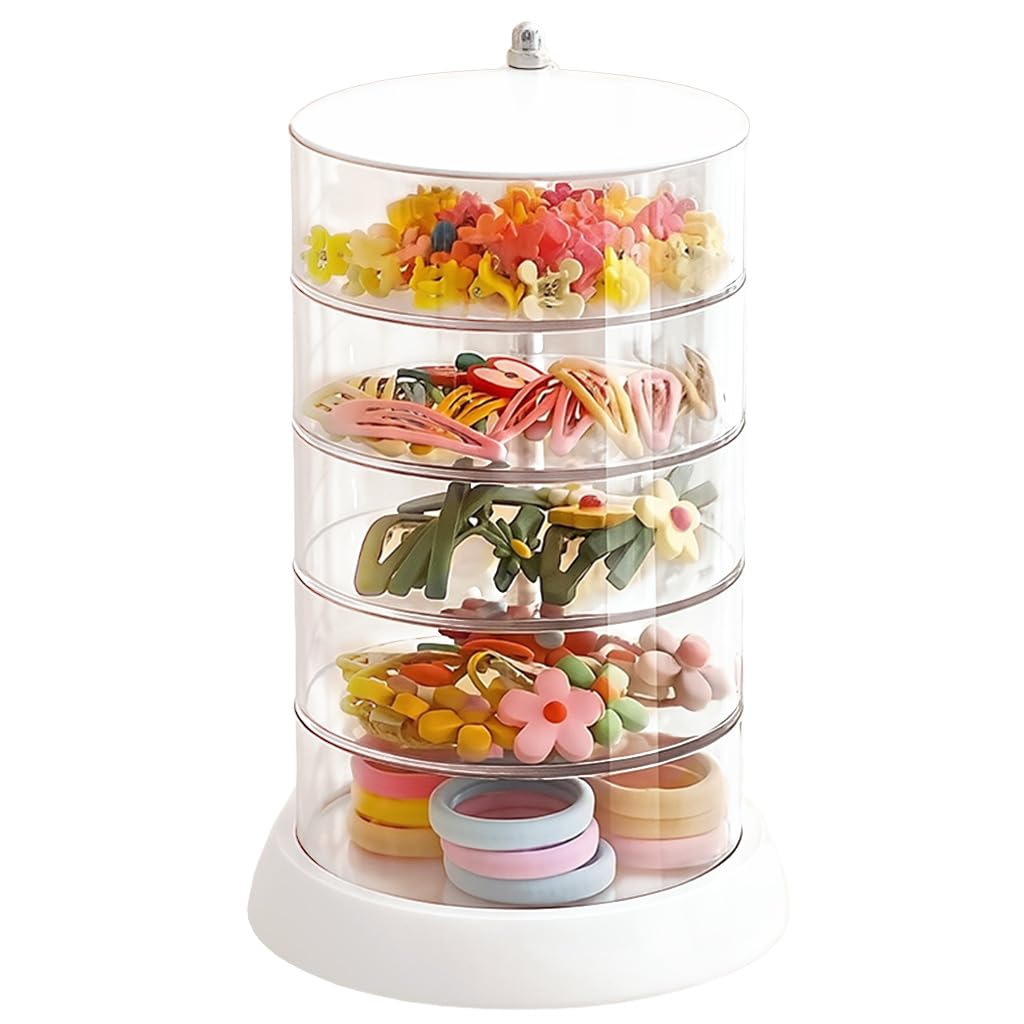HASTHIP Makeup Organizer for Jewelry and Accessories with 5 Clear Tiers | 360° Rotating Design