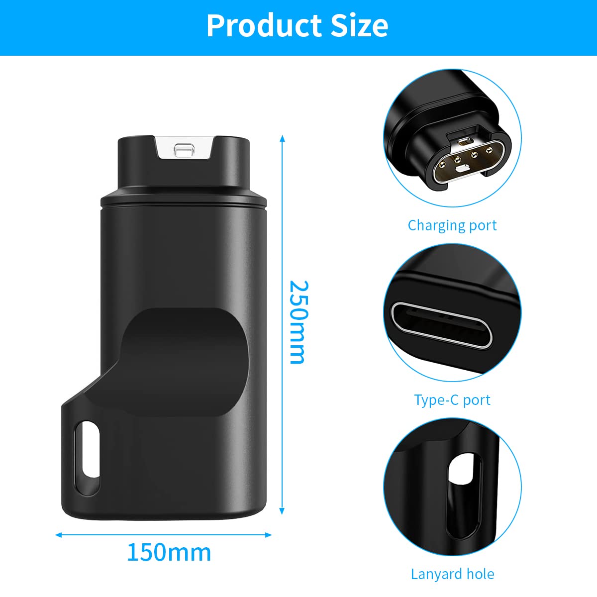 ZORBES Watch Charger to Type C Adapter for Garmin with Voltage Regulator and PTC | Compact 1.5×0.7×2.5 cm Portable Design