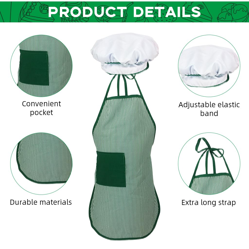 HASTHIP Kids Baking Set for Pretend Play with 15Pcs Tools and Waterproof Apron | Chef Costume