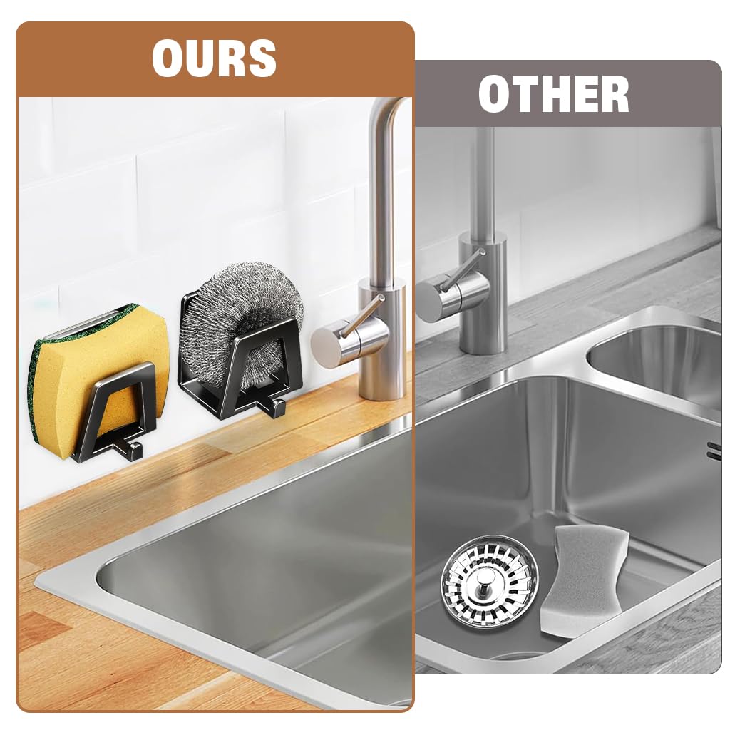 HASTHIP Wall Hooks for Kitchen and Bathroom Storage featuring L Shaped Rack Design | 3Pcs Carbon Steel Self Adhesive Organizer