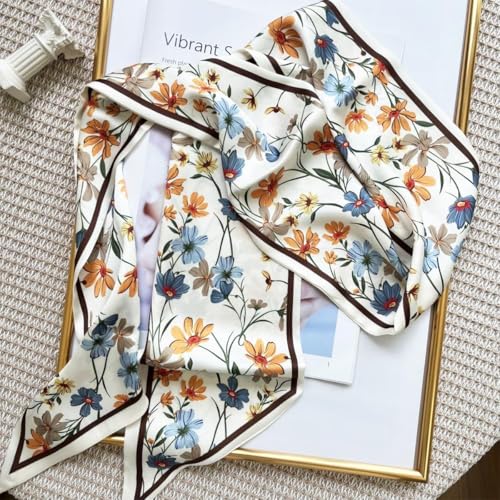 PALAY® Women Silk Scarf Fashion Floral Long Tie 59 Inch Narrow Cravat Neck for Suit Blazers Shirts Gift 3 PCS