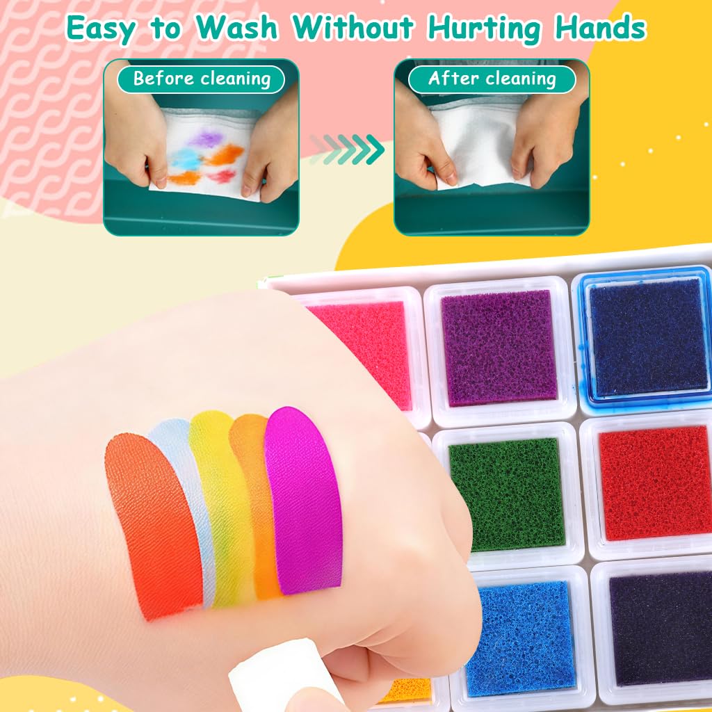 PATPAT Finger Painting Kit for Kids with 12 Washable Colors and 30 Drawing Cards | Non Toxic Art Set