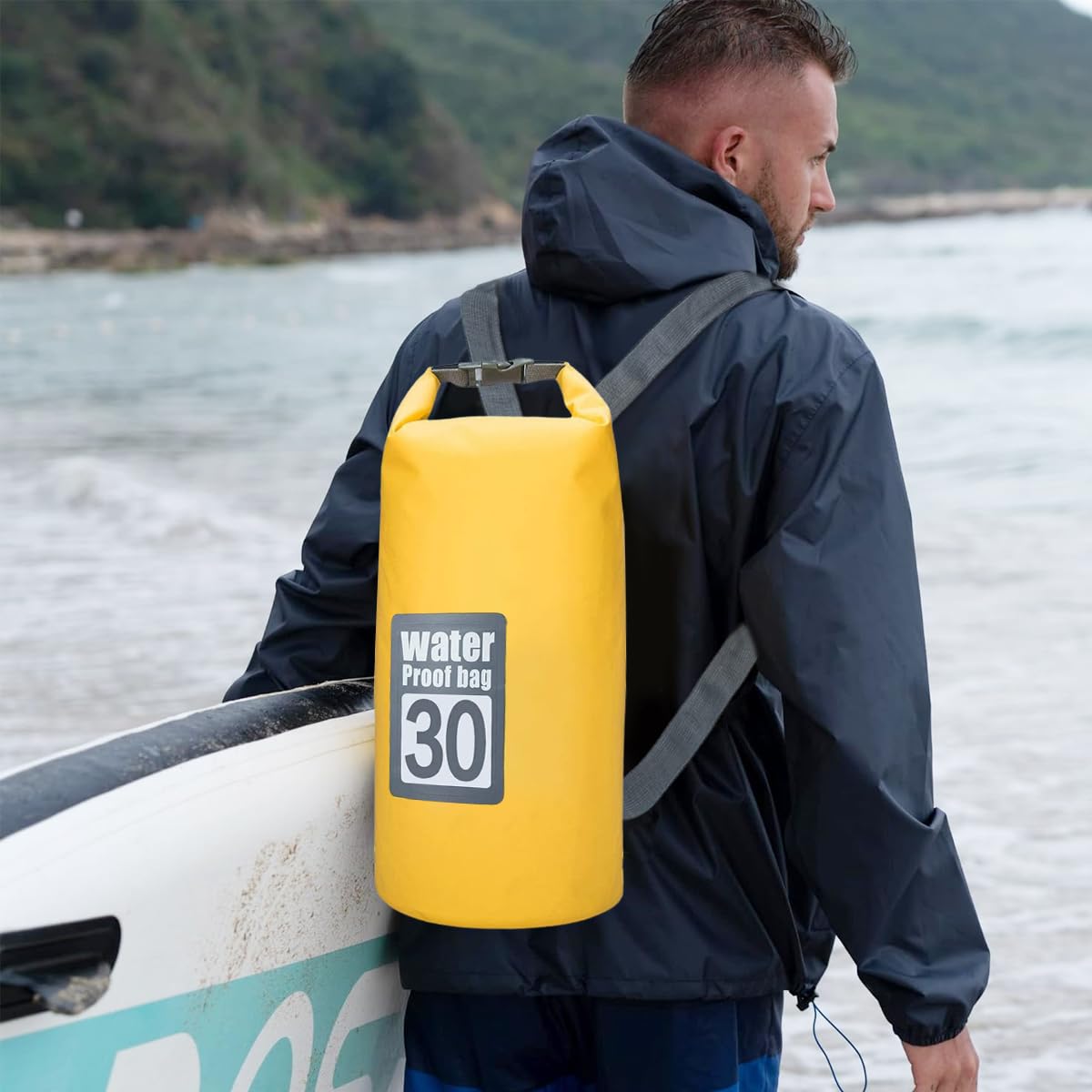 Proberos Dry Bag for Kayaking and Camping with 30L Capacity and Roll Top Closure | PVC Waterproof Phone Case