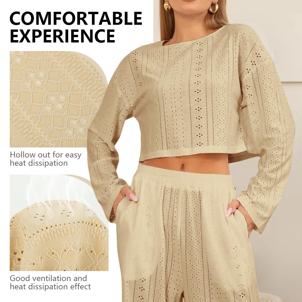 SANNIDHI 2 Piece Lounge Pajama Set for Women with Pockets and Drawstring Waist | Soft Fleece Sleepwear for Fall