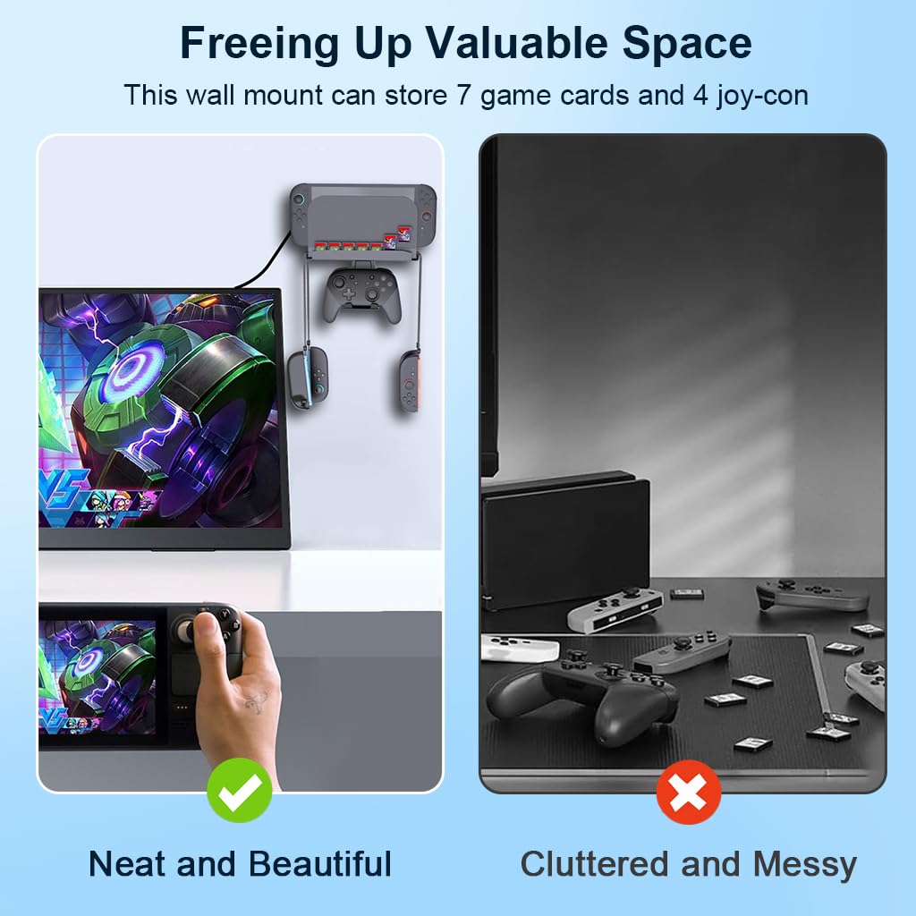 ZORBES Metal Wall Mount for Nintendo Switch 2 featuring Screw Fix System with 7 Card Slots