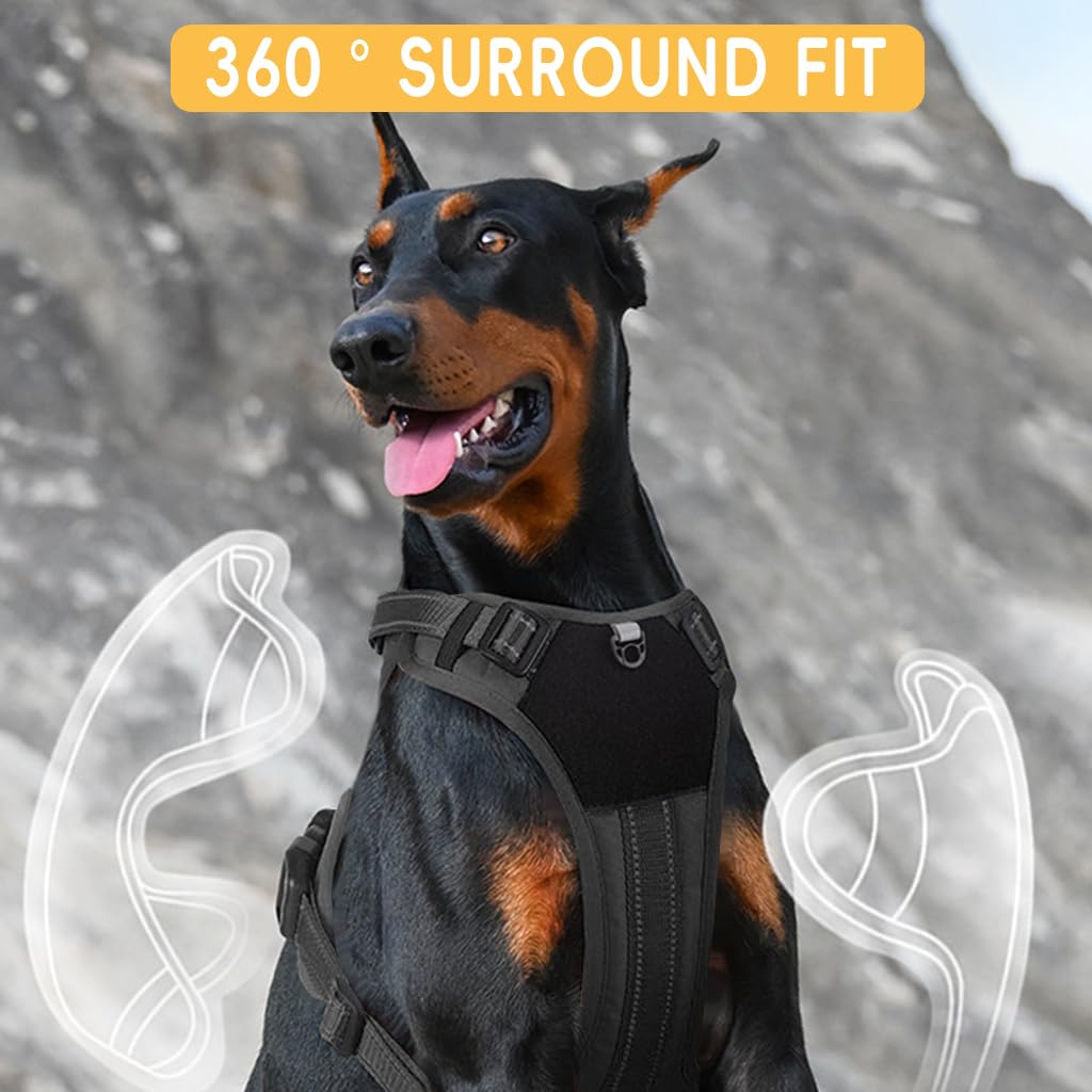 Qpets® Adjustable Dog Harness, Dog Belt Upgraded Seat Belt Buckle, No-Pull Pet Harness Easy Control & Military Standard Material - XL, Chest (Min 26.7'' - Max 36.6