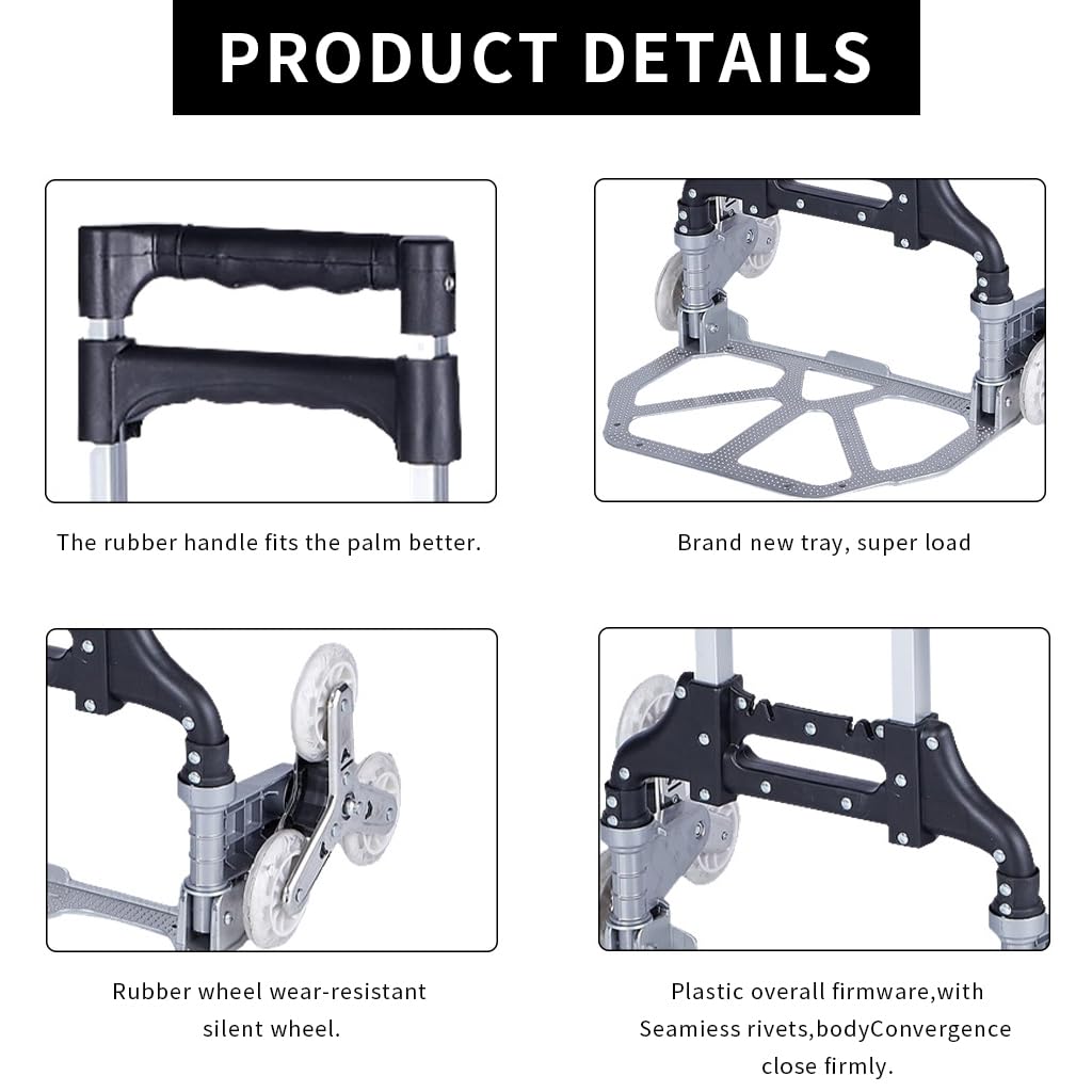 Serplex Hand Truck Trolley for Stairs with 165 lbs Capacity featuring 6+4 Wheels and Adjustable Handle