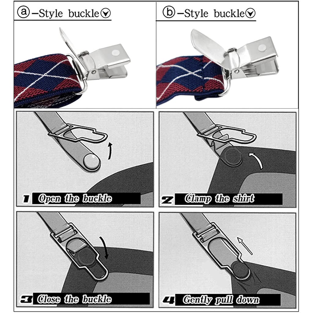 GUSTAVE Shirt Stays for Dress Shirts with Non Slip Locking Clamps and Adjustable Y Shape Straps
