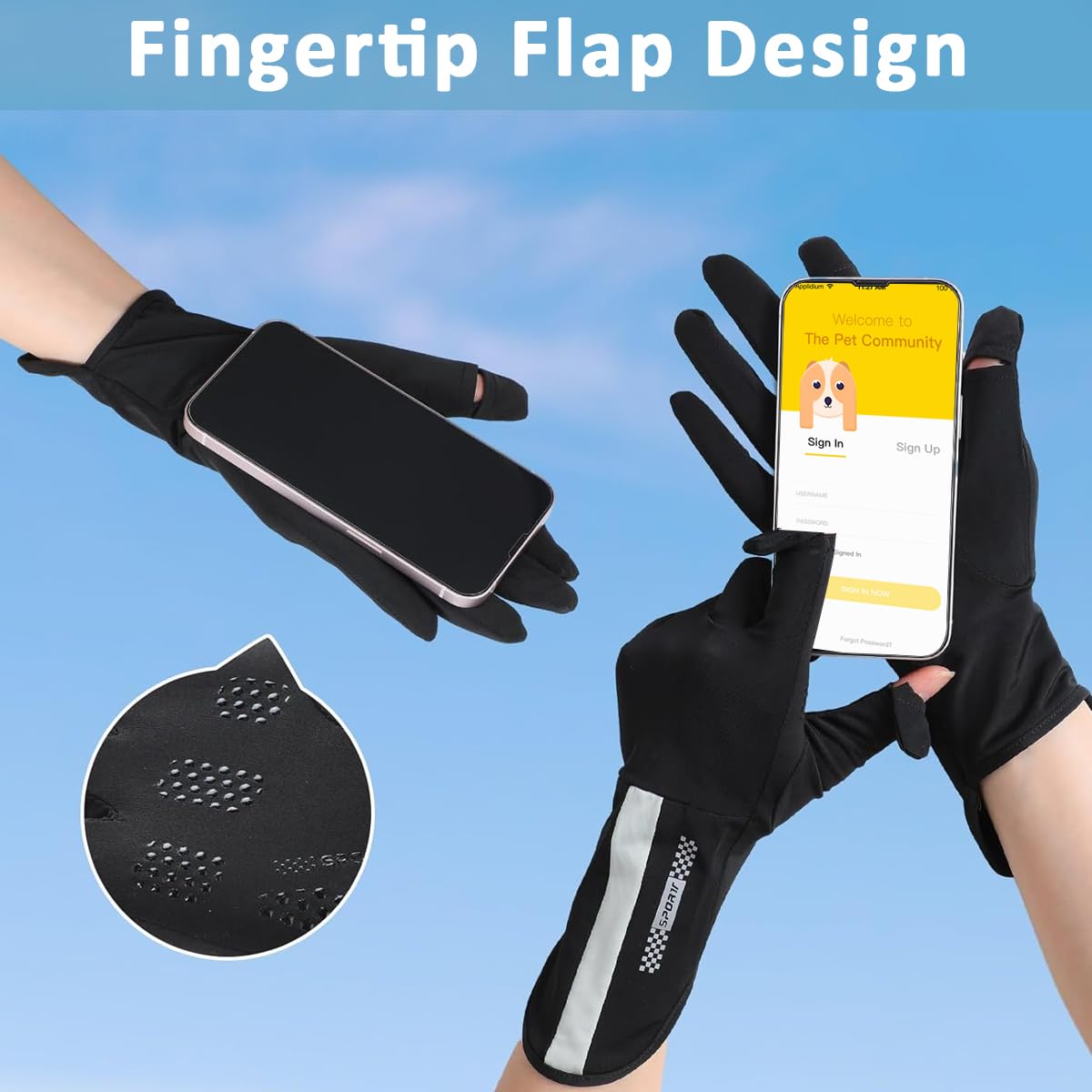 PALAY Driving Gloves for Women with Open Finger Design and UV Protection | Black Ice Silk 2PCS