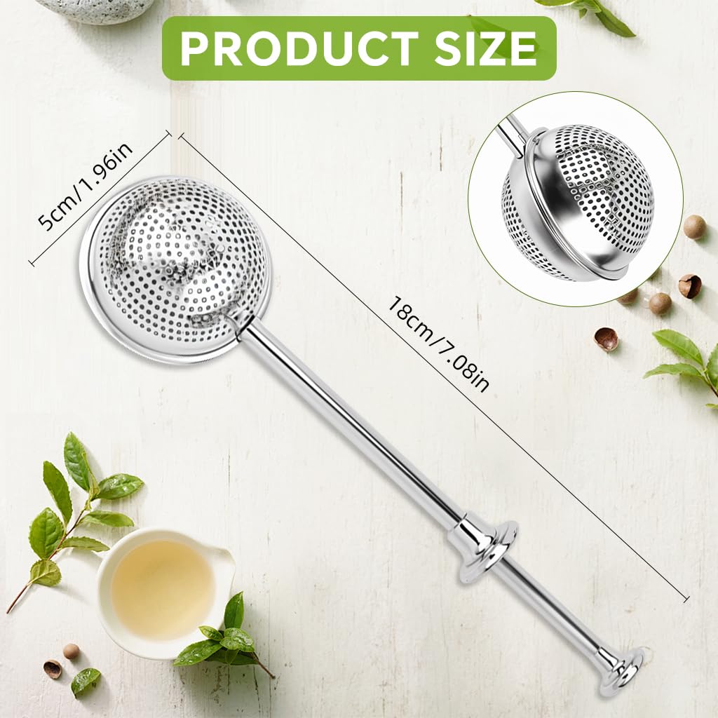 Supvox Tea Infuser for Loose Leaf Tea featuring Push Handle and 2 in Mesh Ball | 304 Stainless Steel