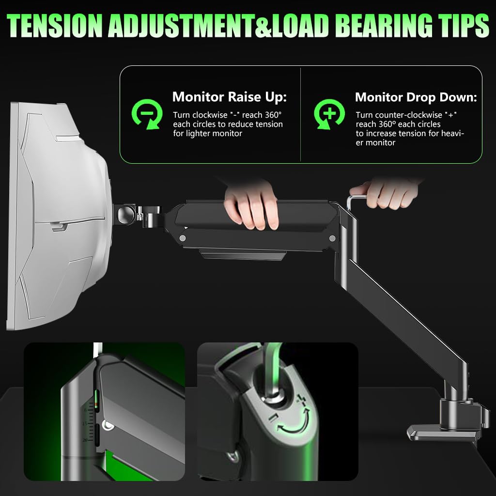 Verilux Monitor Mount for 32–49 Inch Displays with Flexible Arm and Desk Clamp | Aluminum Alloy