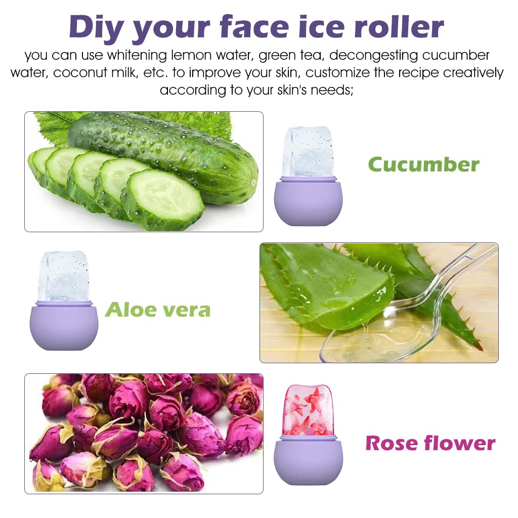 HANNEA Ice Roller for Face Massage and Eye with Anti Leak Silicone Mold | Purple Skin Care Tool