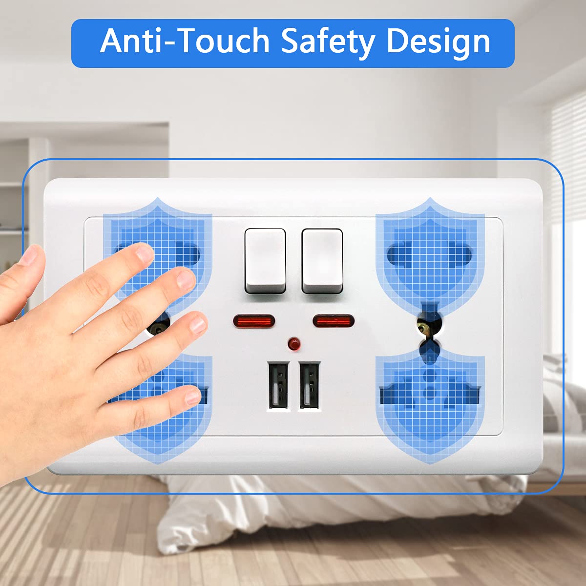 HASTHIP Multi Plug Socket for Home and Office with 2 USB Ports 13A 250V | Fireproof PC