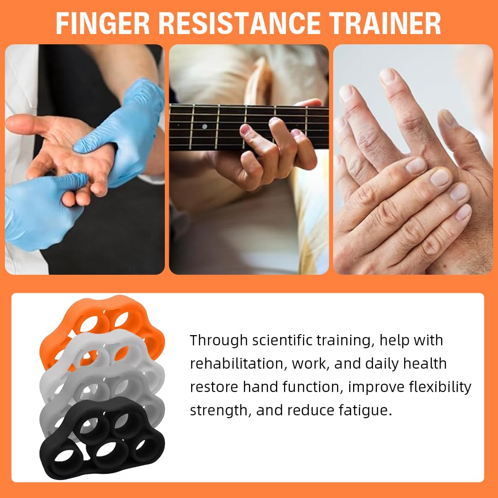 Proberos Grip Strengthener 4 Pack for Hand Rehabilitation with 5 Hole Design | Silicone Finger Grippers