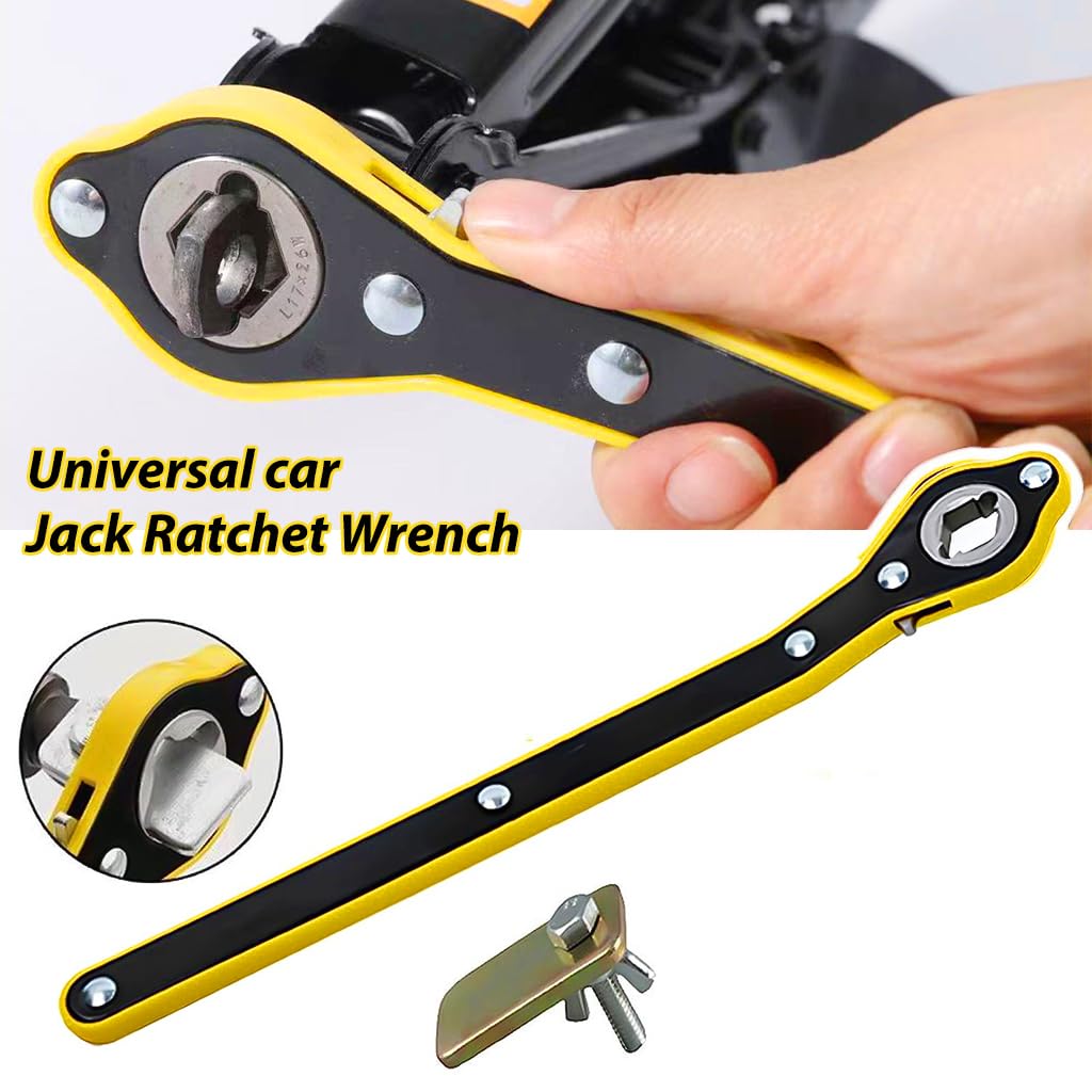 STHIRA® 2 in 1 Jack Ratchet Wrench for Car, Universal Jack Ratchet Wrench Labor-Saving Ratchet Wrench with Adapter Car Jack Wrench Ratchet Tool for Car, SUV, Van, Car Repair Tool