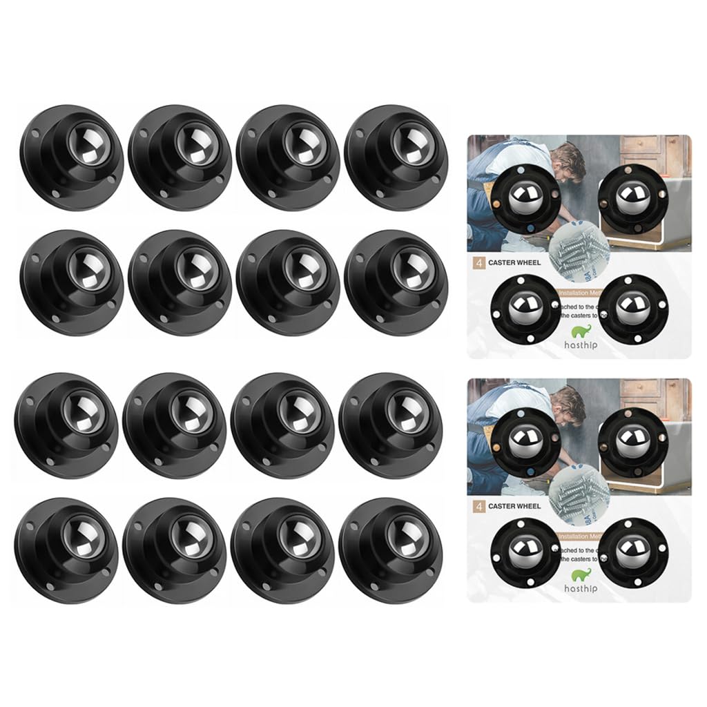 HASTHIP Self Adhesive 16Pcs 360° Swivel Caster Wheels for Furniture Moving with Dual Fixing | Supports 800kg