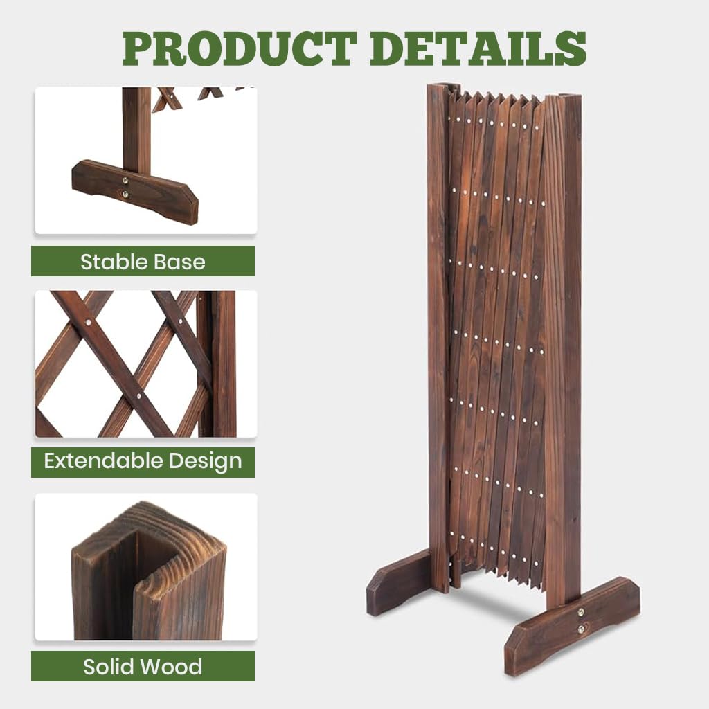 HASTHIP Planter Hanging Rack for Garden or Balcony with Expandable Wooden Fence 160cm x 50cm