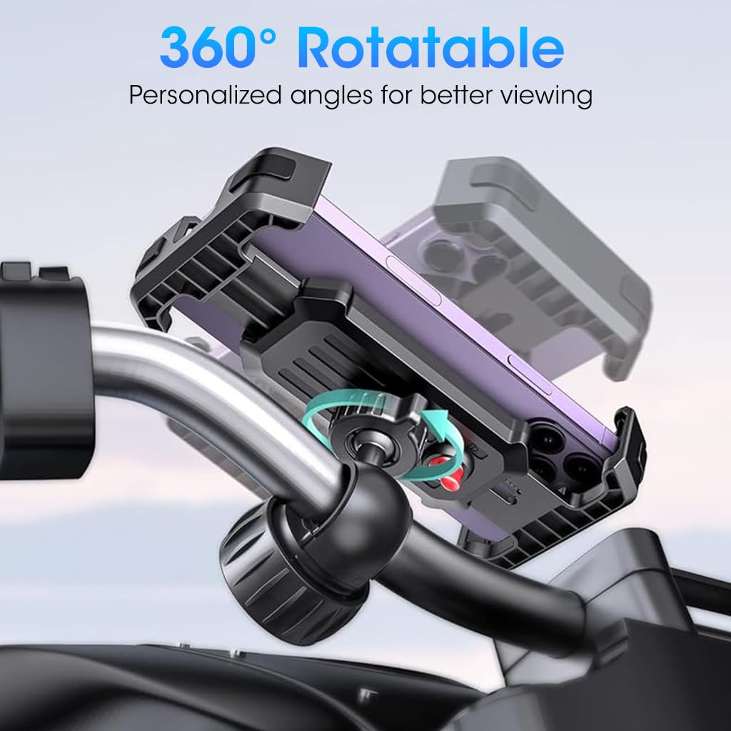 STHIRA® Mobile Holder for Bikes, Scooter, Motorcycle, 360° Rotatable Anti Shake Phone Mount, Stable Cradle Moblie Phone Bicycle Stand Compatible with iPhone, Samsung, Oneplus, Smartphones up to 7.2''