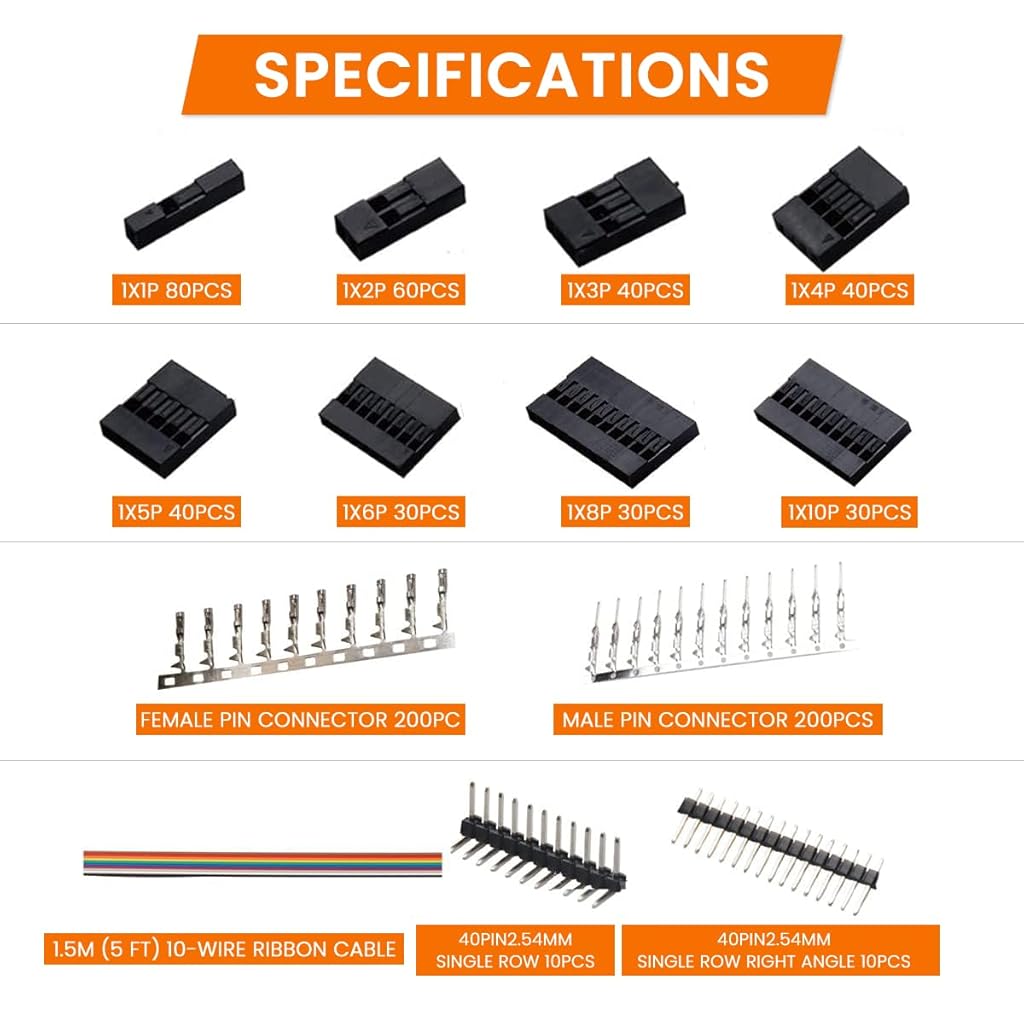 HASTHIP® Wire Crimping Tool Cutter Ratchet Crimper Set with 3100PCS Dupont Connectors Male Female Pin 0.25-1.5mm² for 2.54 3.96mm KF2510 23-16AWG
