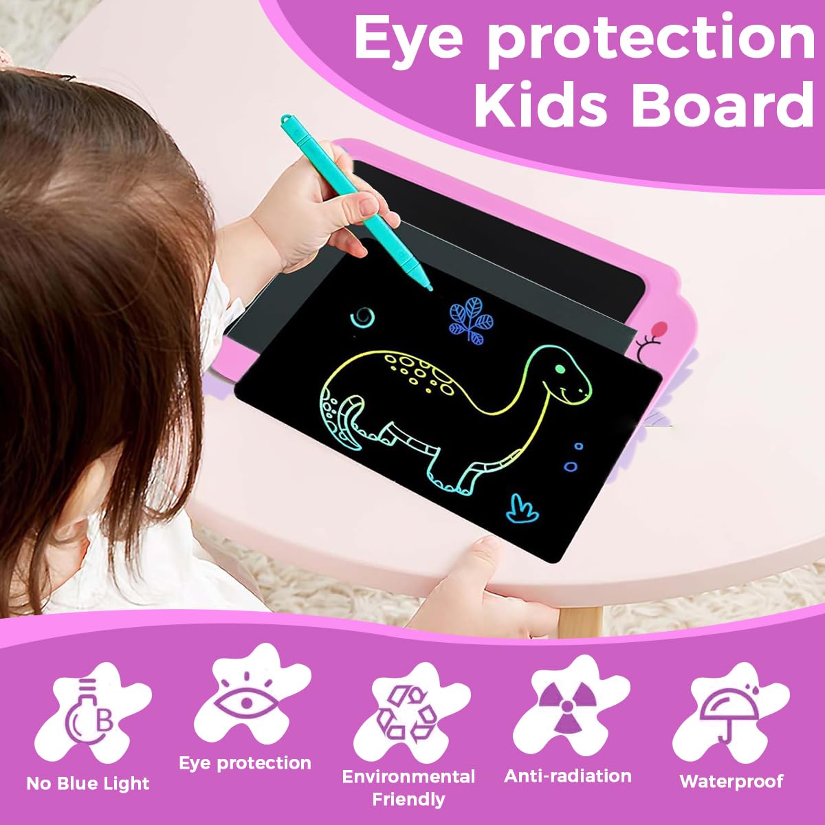 PATPAT LCD Writing Tablet for Kids featuring One Button Clear | 7.8x10.7 in Pink Pad