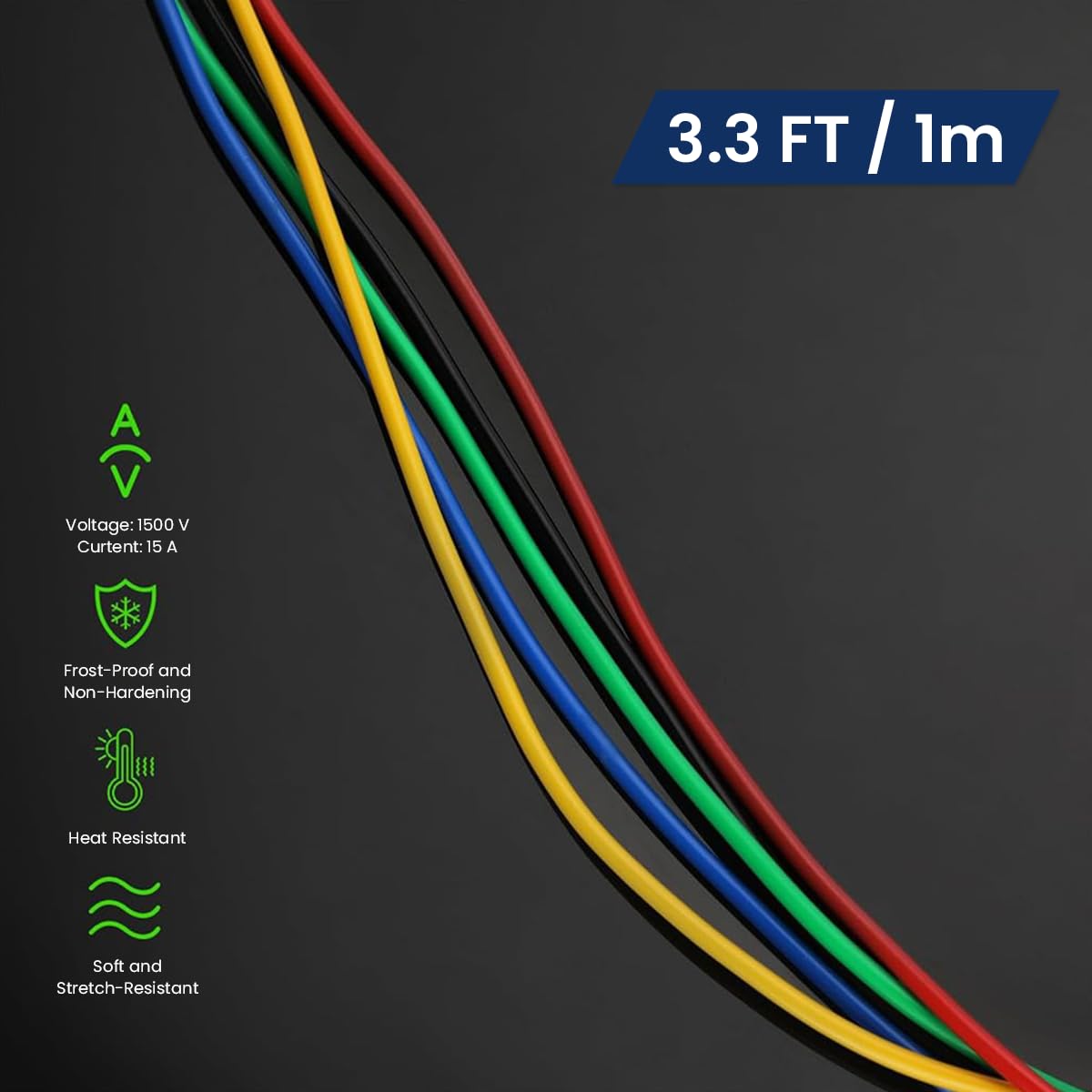 Serplex Crocodile Clip Wires for Electrical Testing with Dual Ends and Silicone Insulation 3.3 ft