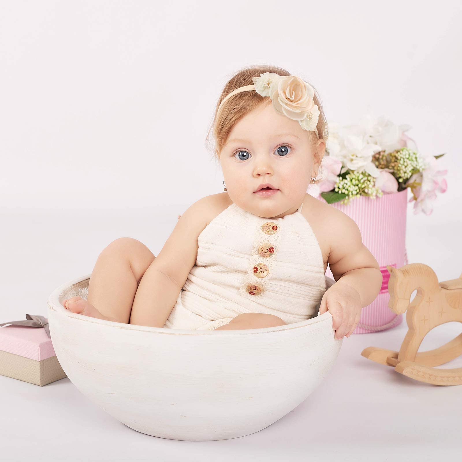 Zibuyu Baby Headband Set for Newborn Photos featuring Elastic Fit 5–12 in & Soft Nylon | 3 Pieces for Girls 0–6 Months