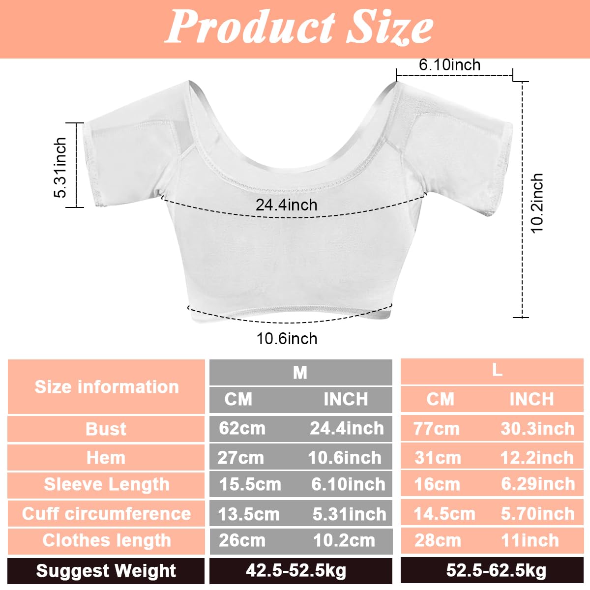 MAYCREATE Sweat Pads for Underarms with Sheer Mesh Quick Dry Fabric Size L | Washable and Reusable Vest for Women