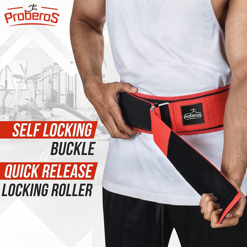 Proberos® Weight Lifting Belt Workout belt Protective Waist Belt Adjustable Wide Waist Belt for Men Women Nylon Webbing Fitness Waist Belt for Work Out, Running, Weight Lifting, Yoga, Cross Fit, L