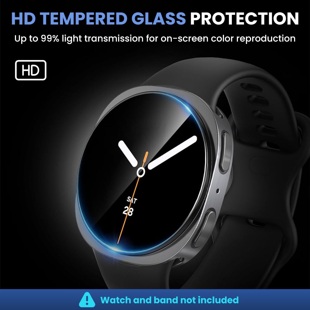 ZORBES Glass Screen Protectors for Samsung Galaxy Watch 8 44mm with Auto Alignment Tool and Anti Glare Finish