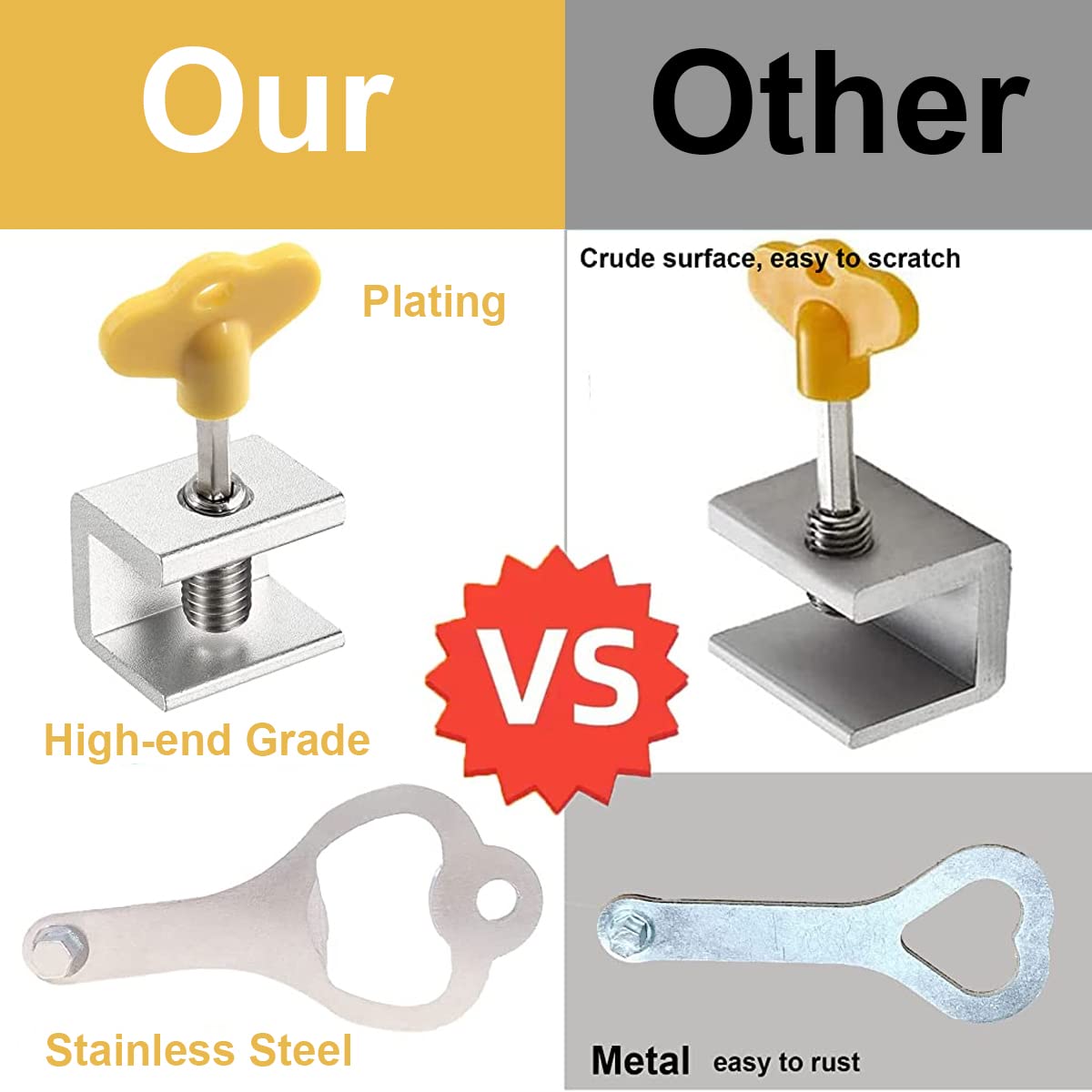 SNOWIE Soft Sliding Window Locks for Doors and Windows with Key 8pcs Aluminum Alloy | Screw-Fixed Security Stoppers for Child Safety