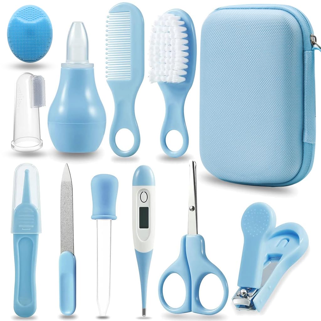 SNOWIE SOFT Baby Grooming Tool Kit with Travel Case Set of 12 pcs for Newborn Care | BPA Free