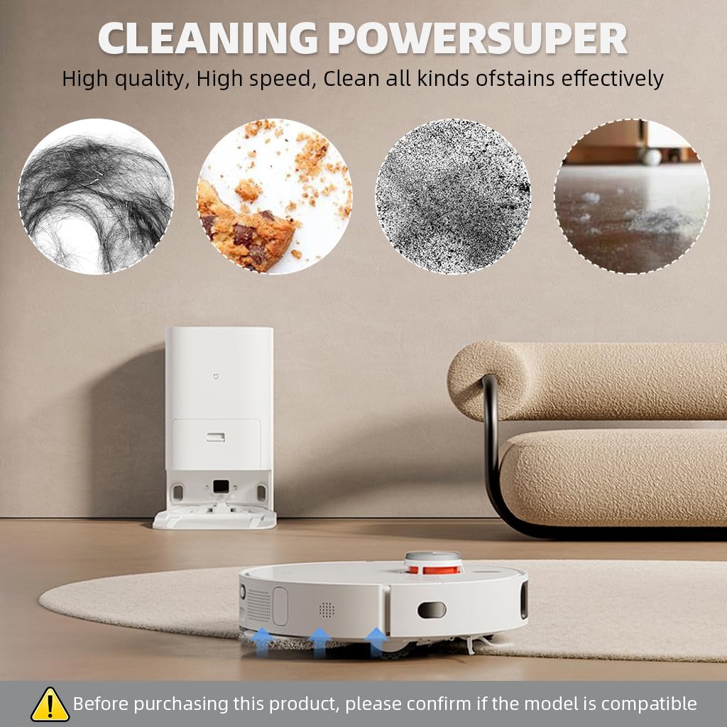 HASTHIP Side Brushes Replacement Kit for Mi Robot Vacuum X10 with 4Pcs Precision Bristles | Easy Snap‑On Installation